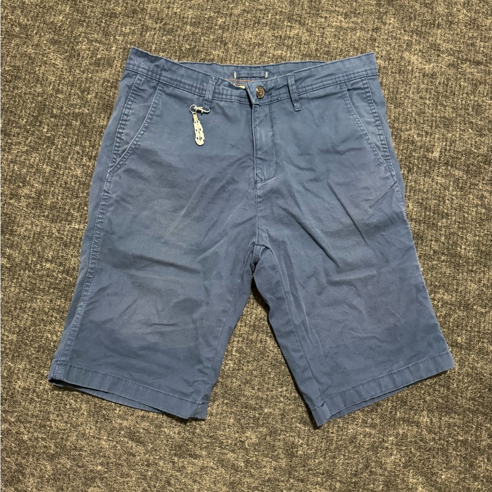 Zara Men's Slate Blue Flat-Front Chino Shorts